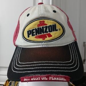 Pennzoil Authentic Distressed Colorblock snapback Trucker Shop Work Garage Cap